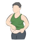 Fat man with a big belly. obesity. weight loss concept. vector illustration. Royalty Free Stock Photo
